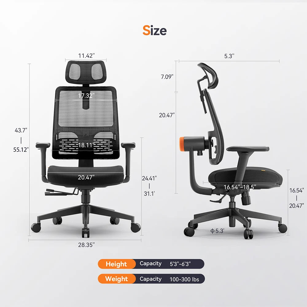 Chaise Ergonomique Pro – Soutien Lombaire & Confort Optimal