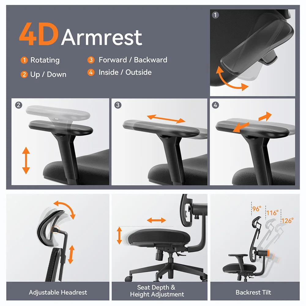 Chaise Ergonomique Pro – Soutien Lombaire & Confort Optimal