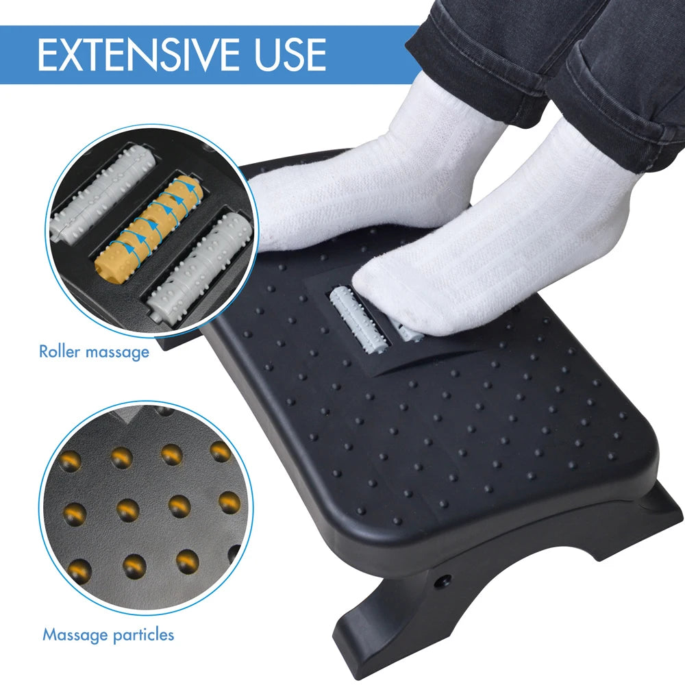 Repose-Pieds de Bureau avec Rouleaux Massant – Stable, Réglable et Confort au Quotidien