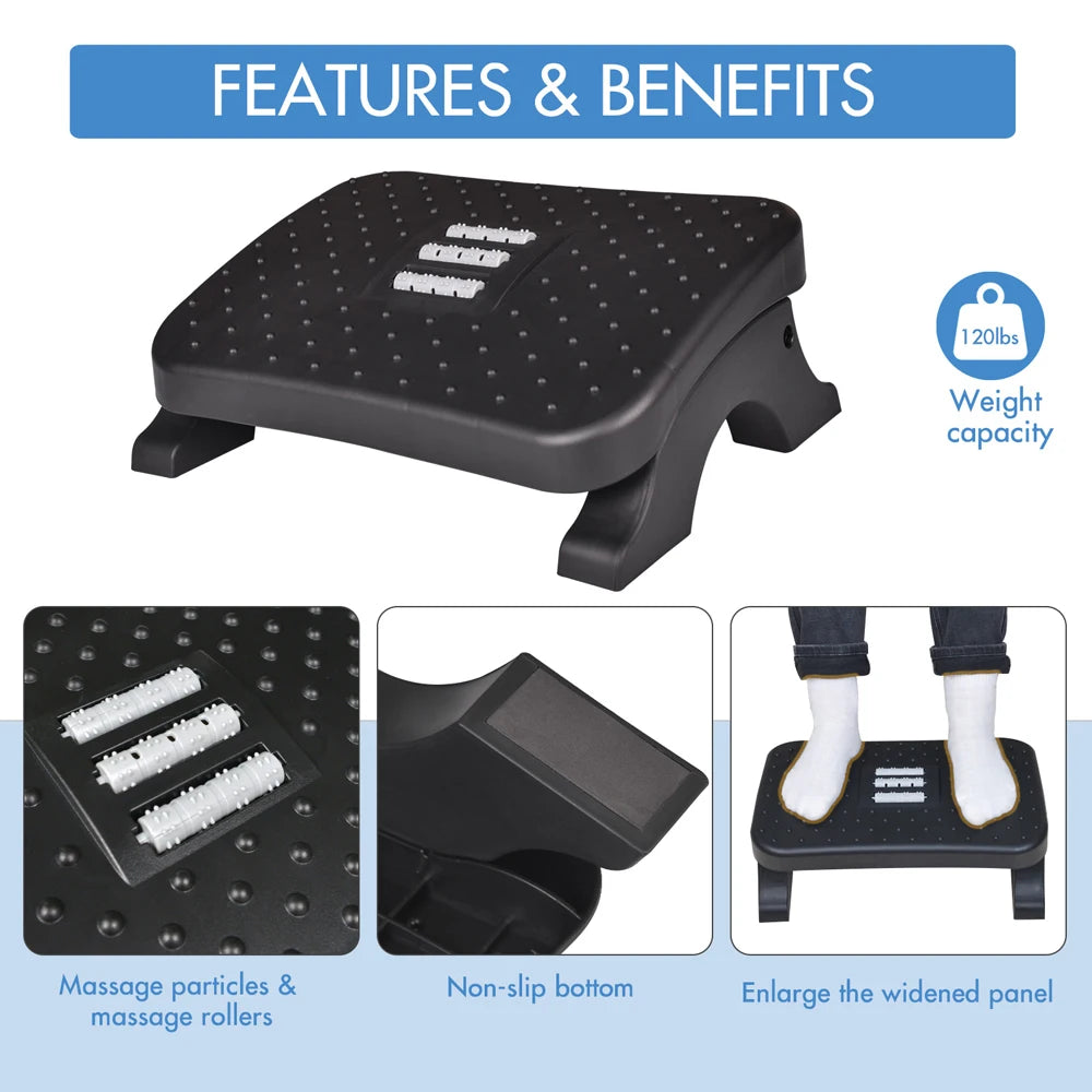 Repose-Pieds de Bureau avec Rouleaux Massant – Stable, Réglable et Confort au Quotidien