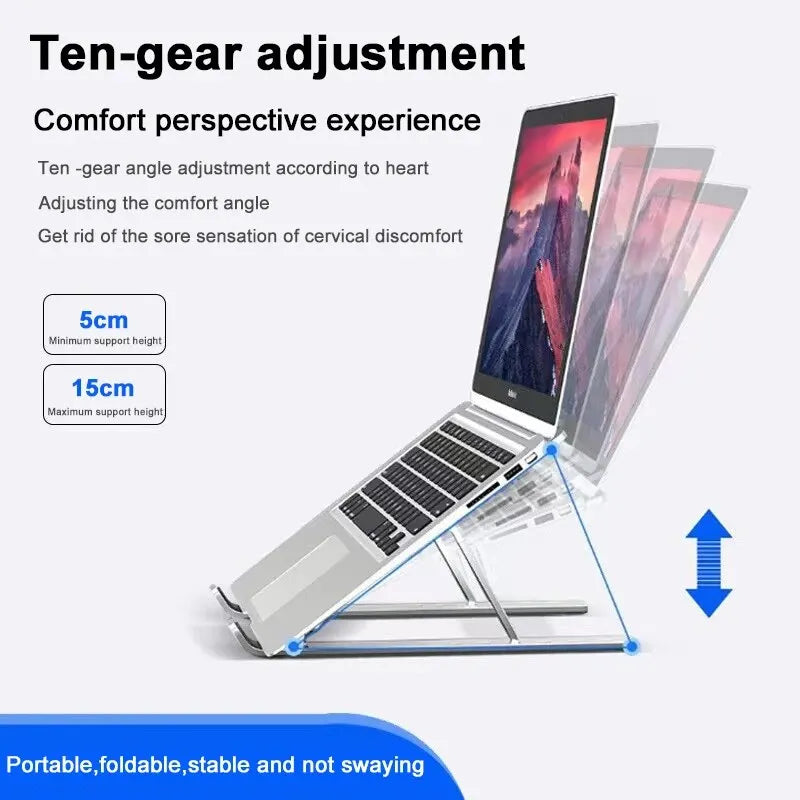 Support PC Portable Pliable et Réglable – Léger, Ergonomique, Compatible MacBook & PC