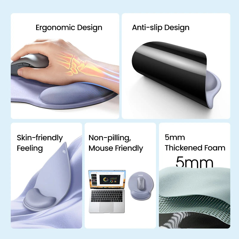 Tapis de Souris Ergonomique UGREEN avec Repose Poignet – Mousse à Mémoire de Forme & Surface Antidérapante